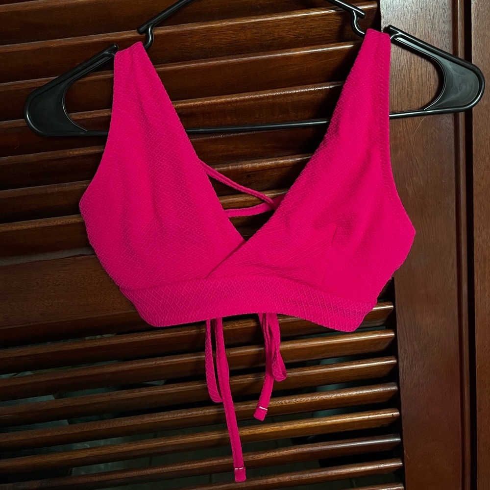Target Pink Detailed Bikini Top